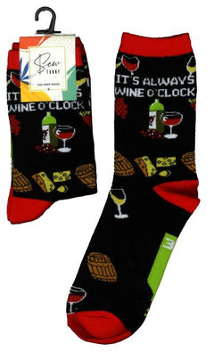 Sew Funny Socks - It's Always Wine O'clock (5/pack)