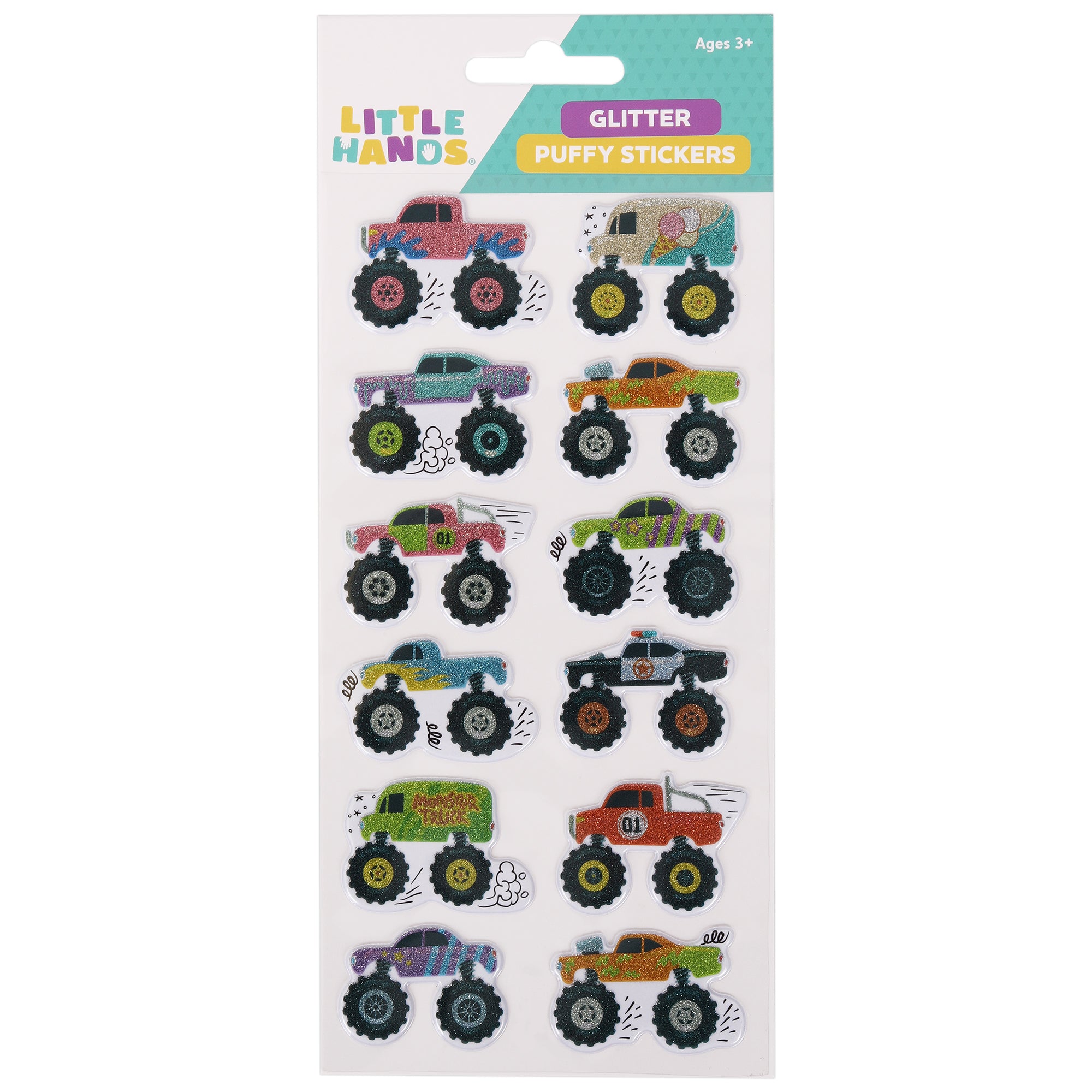 Glitter Stickers - Monster Trucks