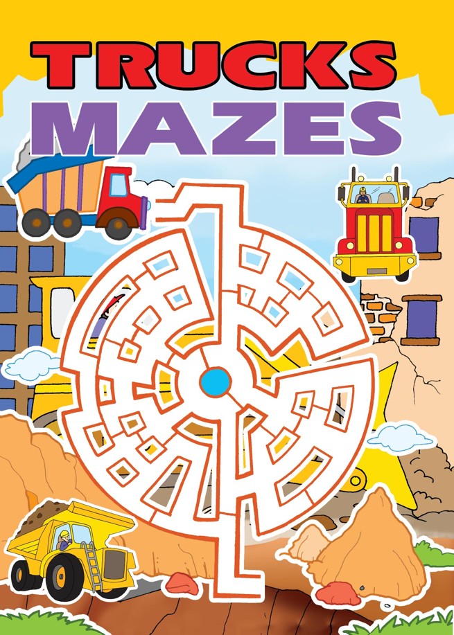 CBCMTR: Colouring Book: Trucks Mazes (10pcs/pk)-zoom-1
