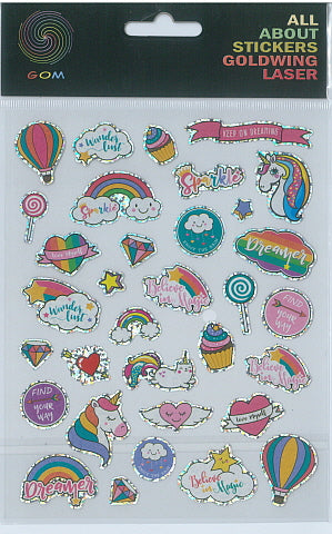Sticker Laser Unicorn (12pcs/pk)-zoom-