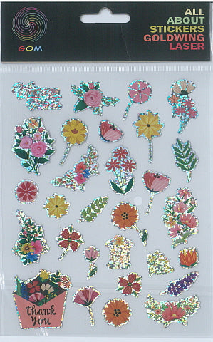 Sticker Laser Vintage Flower (12pcs/pk)-zoom-