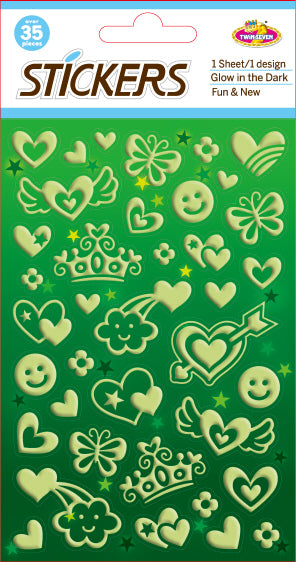Sticker Glow - Hearts (12pcs/pk)-zoom-